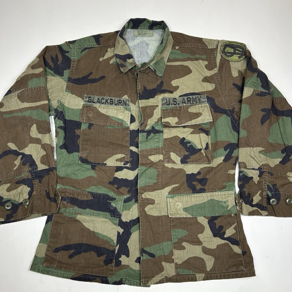 Terry MFG Army Combat Coat, Woodland CAMOUFLAGE PATTERN Name Tag Sz S Short